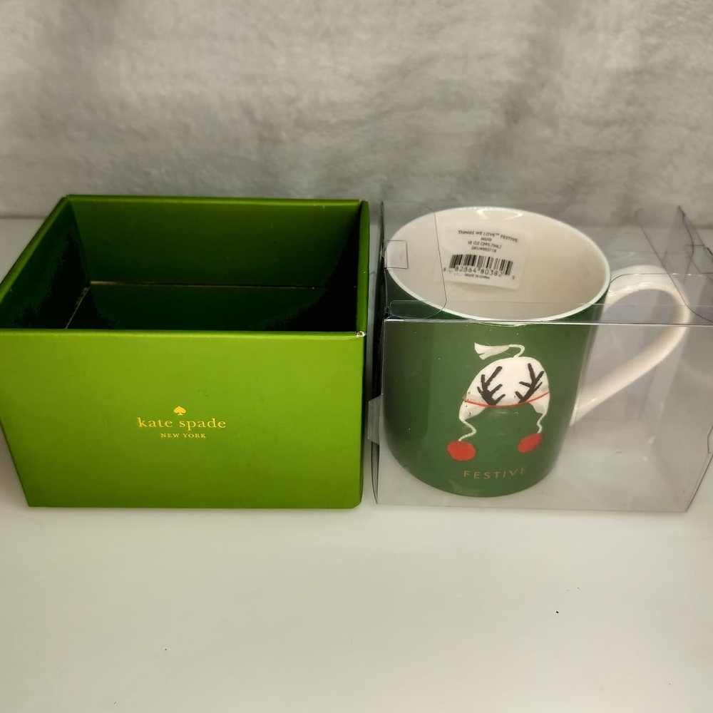 Kate Spade Green Festive Mug